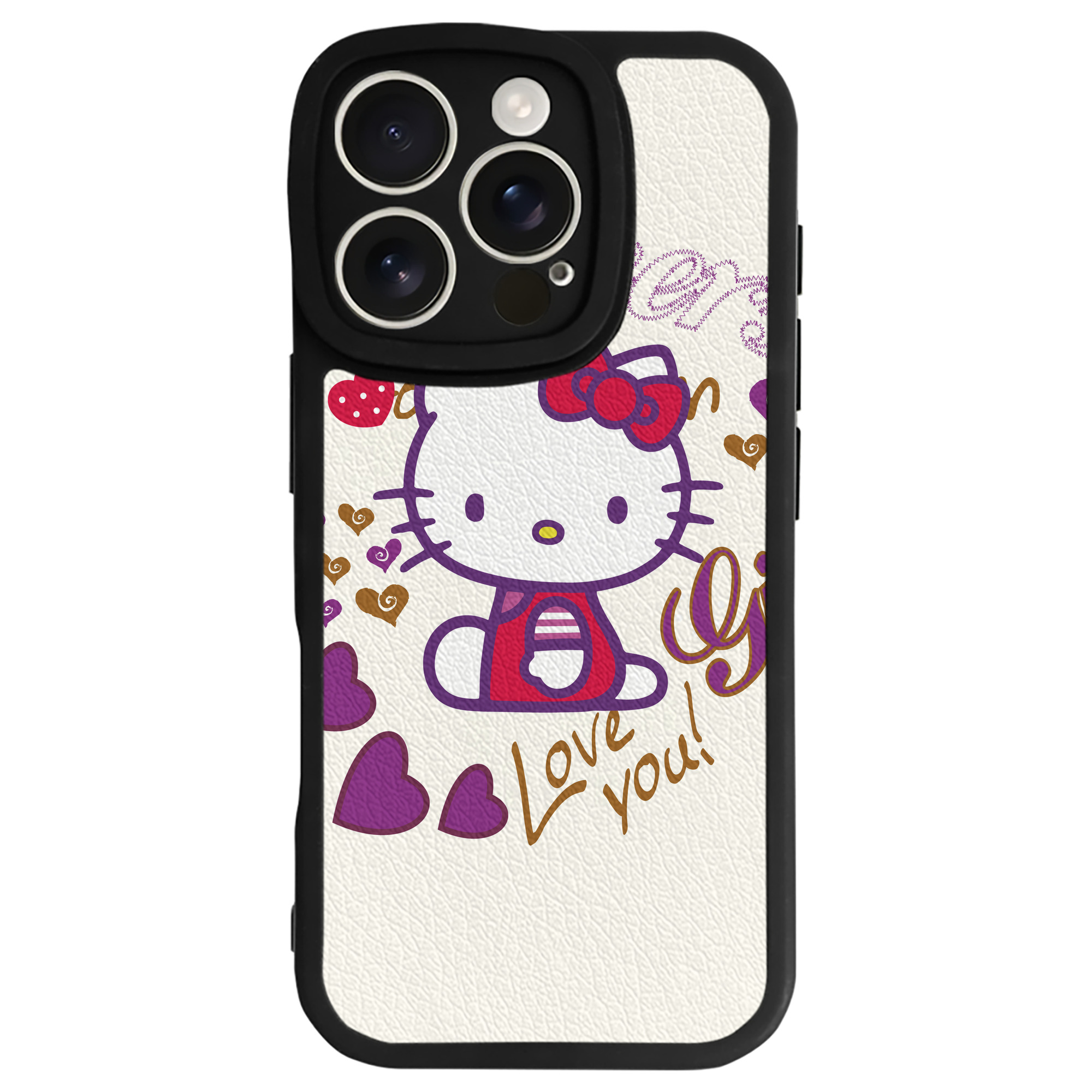 （画像用） Hello Kitty ハローキティ 【iPhone 16シリーズ対応】シリコンスマホケース（レザー調） 材質：シリコン
